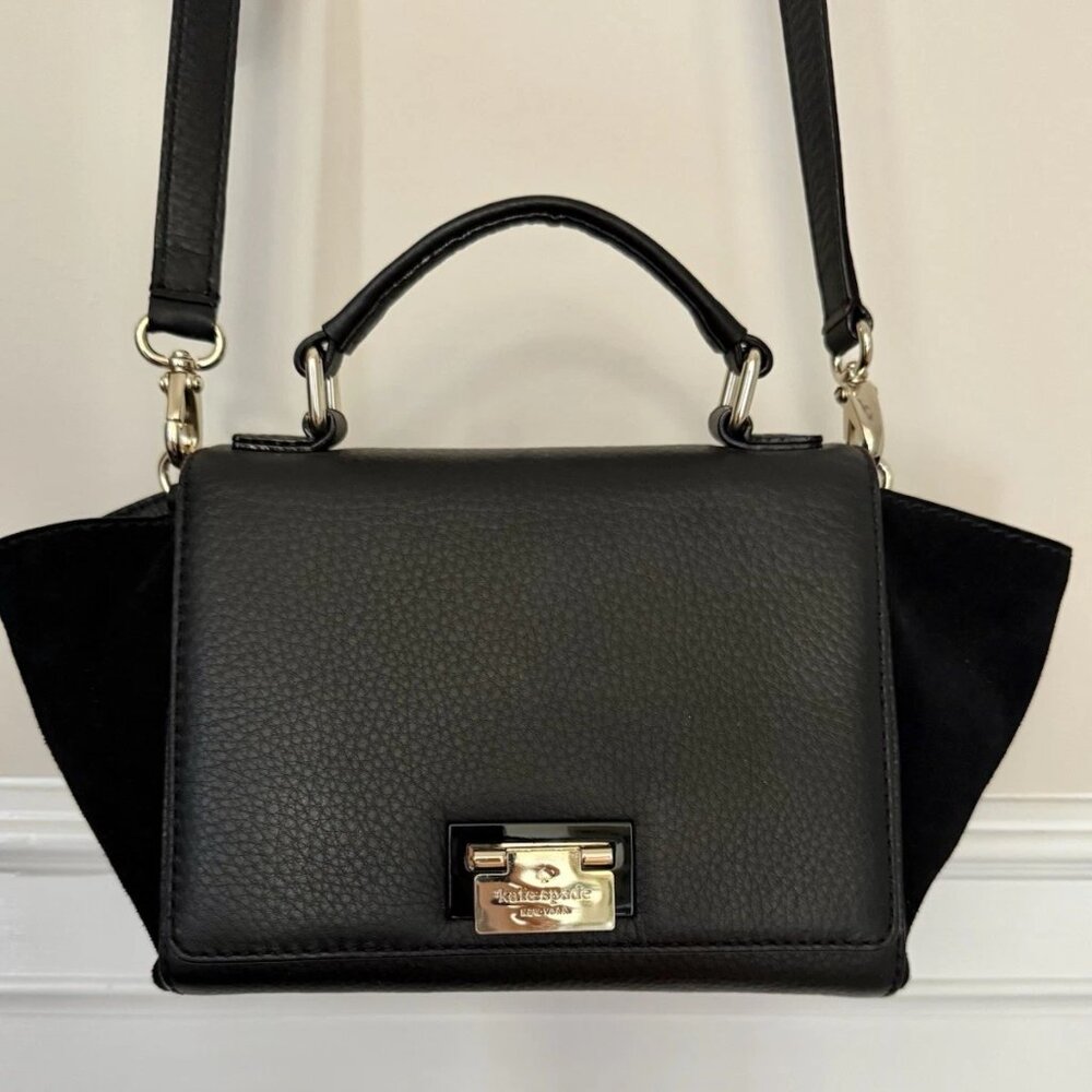 Kate Spade New York Black Leather Satchel Crossbody Purse